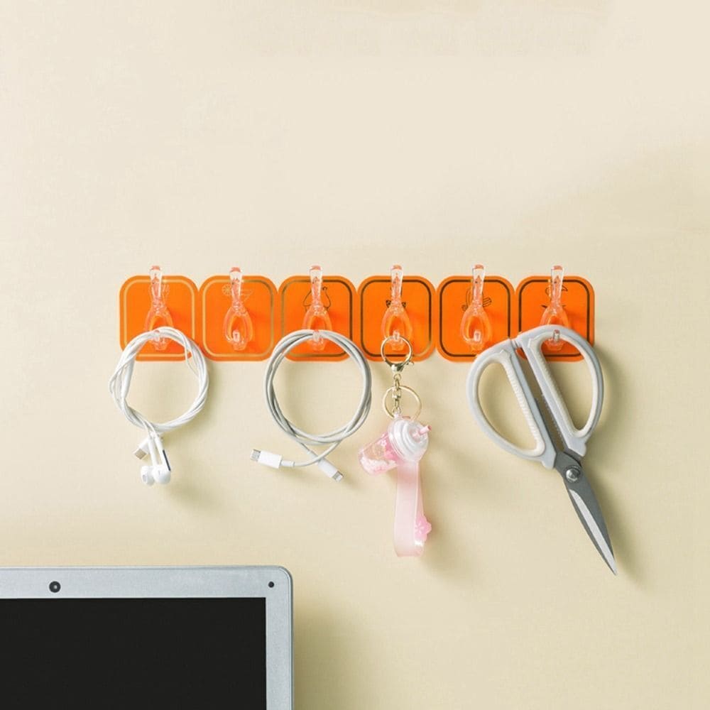 Six Hook Sticky Hanger, Multipurpose Wall Hooks, Transparent Plastic Duty Wall Hook for Kitchen Bathroom Office Storage, Wall Mounted Towel Hanger Six Hook Sticky Hanger, Multipurpose Wall Hooks, Transparent Plastic Duty Wall Hook for Kitchen Bathroom Office Storage, Wall Mounted Towel Hanger